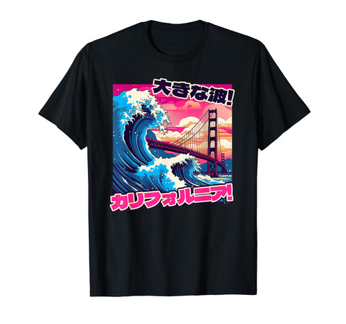 Japanese Big Wave California Golden T-Shirt - Fun Novelty Design Men Women - T-Shirt, Sweatshirt, Hoodie