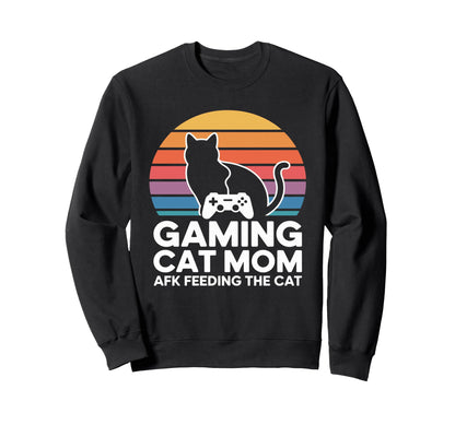 Gaming Cat Mom Afk Feeding Cat Sweatshirt - Minimalist Print Men Women - T-Shirt, Sweatshirt, Hoodie