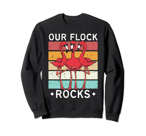 Our Flock Rocks Flamingo Sweatshirt - Unique Graphic for Adults - T-Shirt, Sweatshirt, Hoodie