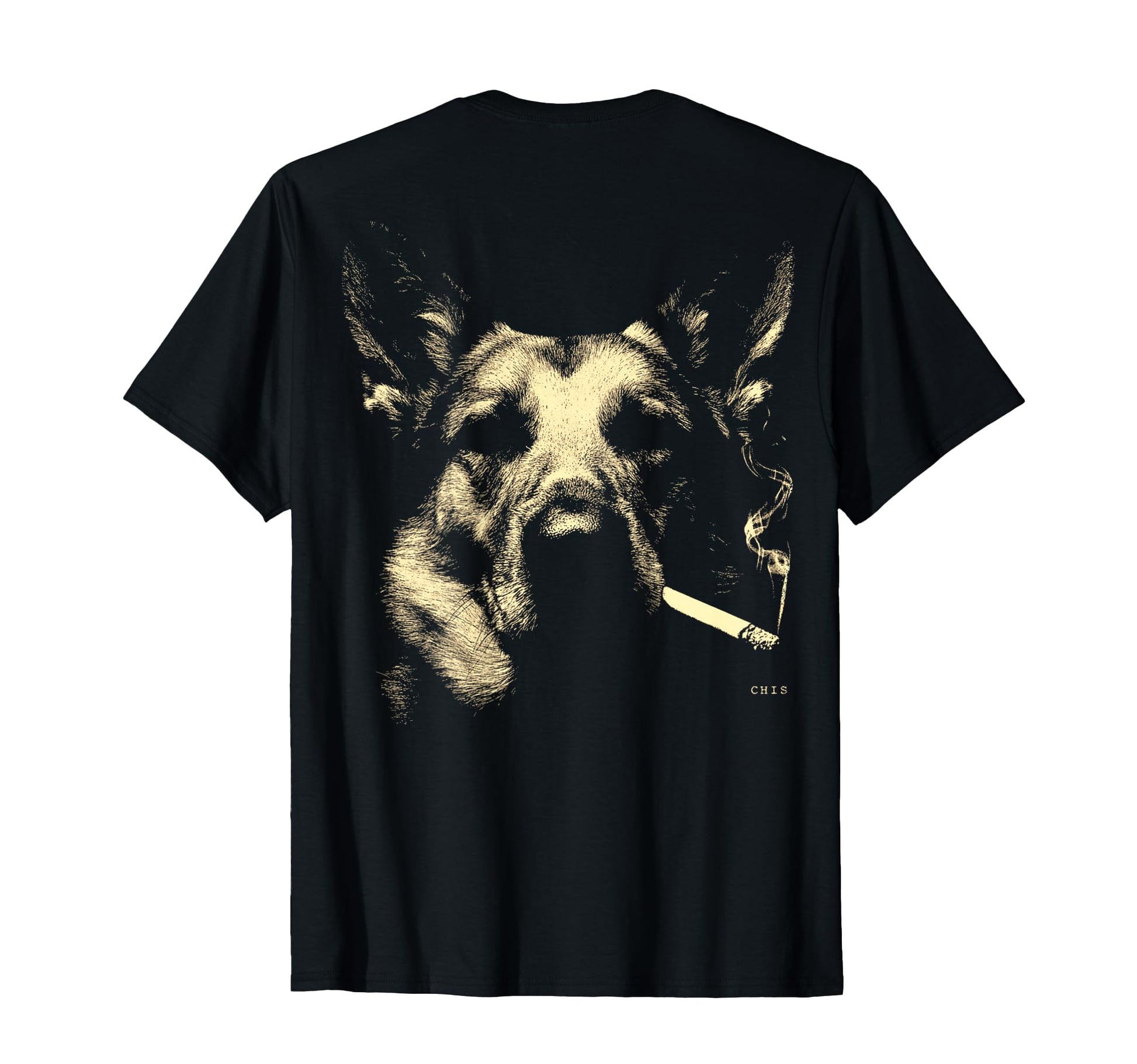 German Shepherd Smoking Cigarette T-Shirt - Graphic Print for Adults - T-Shirt, Sweatshirt, Hoodie