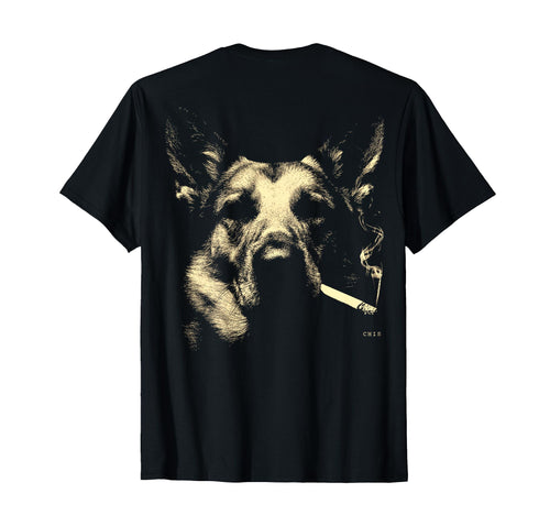 German Shepherd Smoking Cigarette T-Shirt - Graphic Print for Adults - T-Shirt, Sweatshirt, Hoodie
