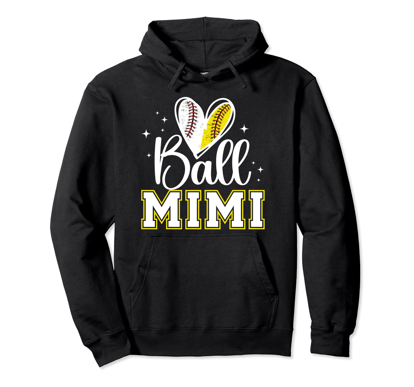 Ball Mimi Heart Baseball Softball Mimi Hoodie - Streetwear Style Men Women - T-Shirt, Sweatshirt, Hoodie