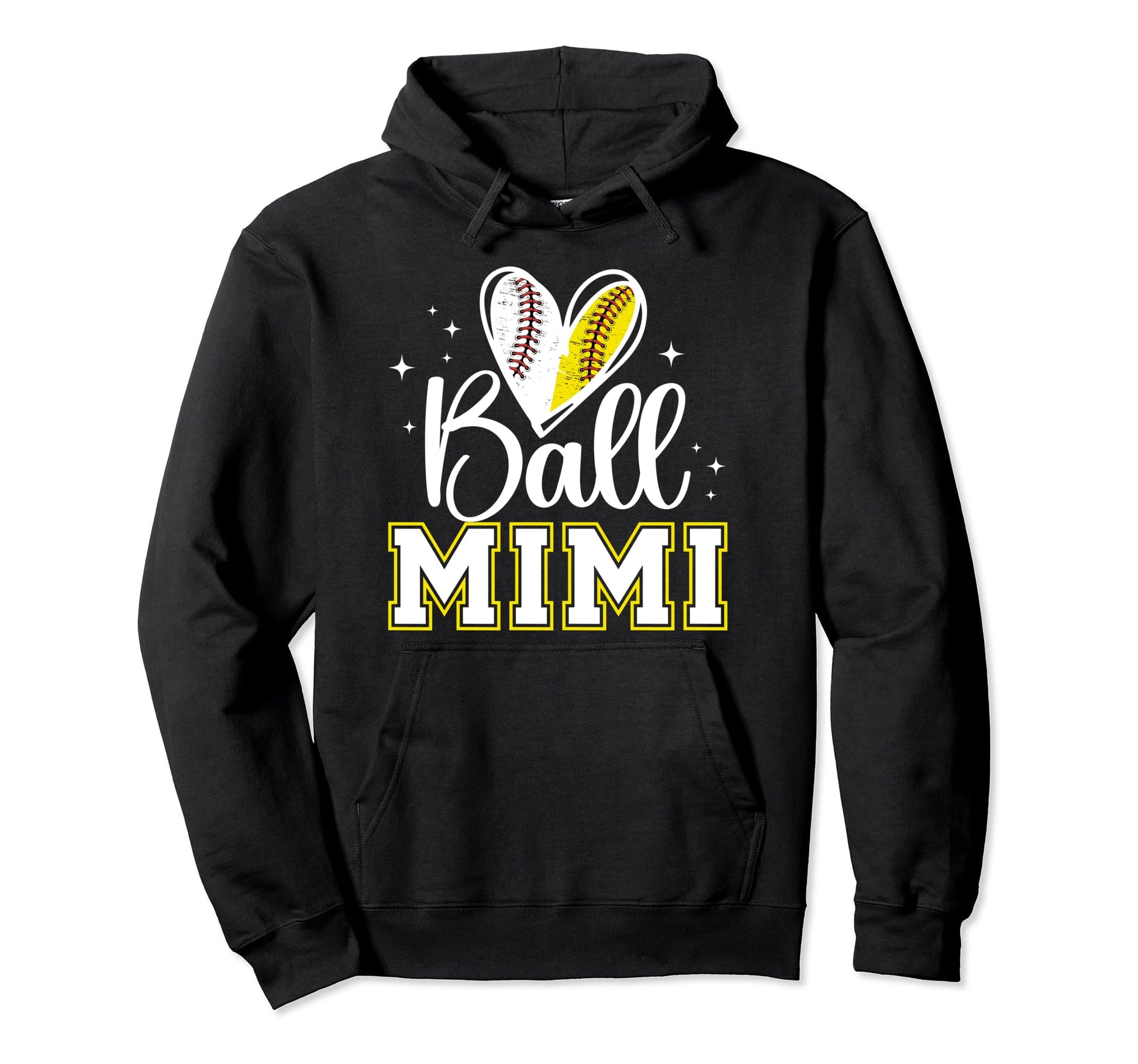 Ball Mimi Heart Baseball Softball Mimi Hoodie - Streetwear Style Men Women - T-Shirt, Sweatshirt, Hoodie