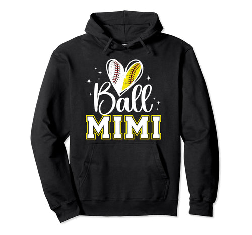 Ball Mimi Heart Baseball Softball Mimi Hoodie - Streetwear Style Men Women - T-Shirt, Sweatshirt, Hoodie