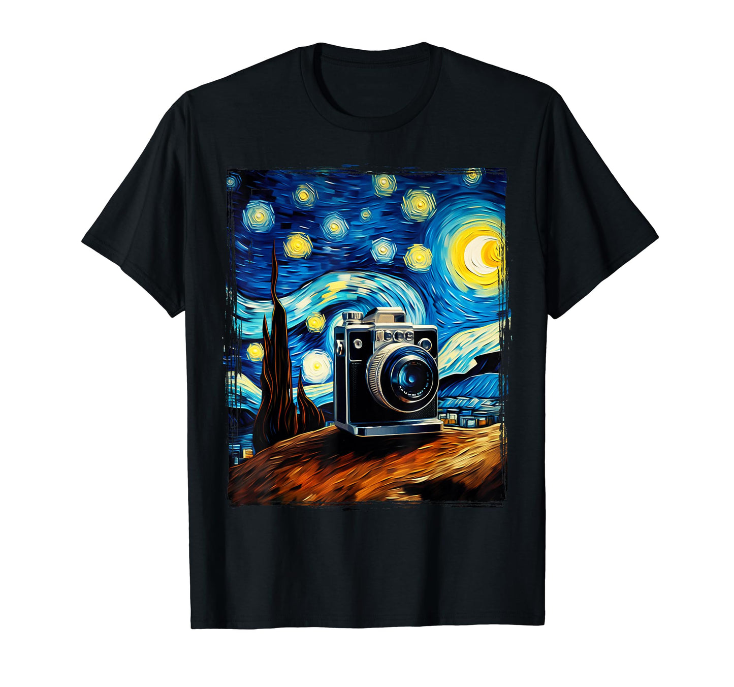 Photographer Art Van Gogh Dslr Camera T-Shirt - Graphic Print Unisex - T-Shirt, Sweatshirt, Hoodie