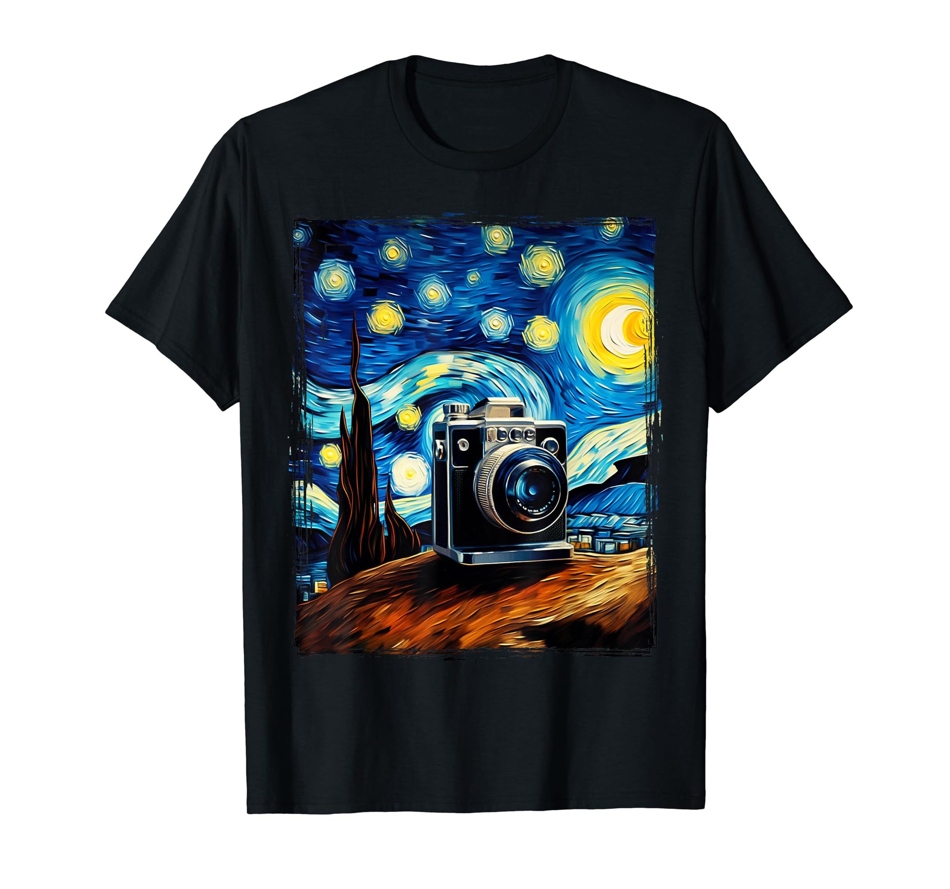 Photographer Art Van Gogh Dslr Camera T-Shirt - Graphic Print Unisex - T-Shirt, Sweatshirt, Hoodie