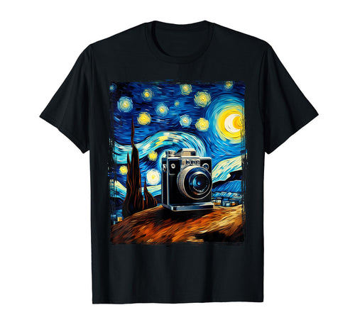 Photographer Art Van Gogh Dslr Camera T-Shirt - Graphic Print Unisex - T-Shirt, Sweatshirt, Hoodie