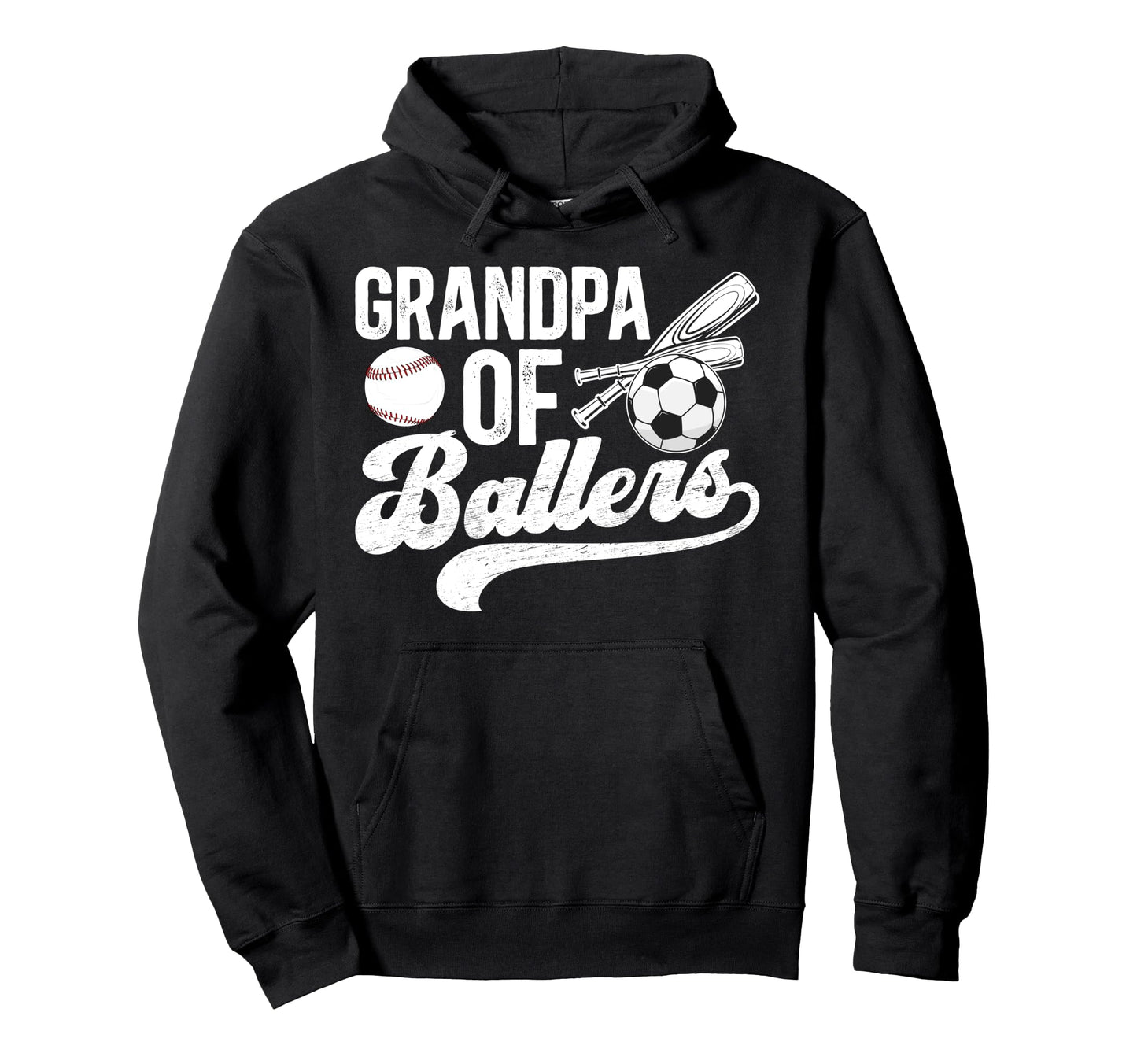 Grandpa Ballers Soccer Baseball Hoodie - Casual Everyday Wear Unisex - T-Shirt, Sweatshirt, Hoodie
