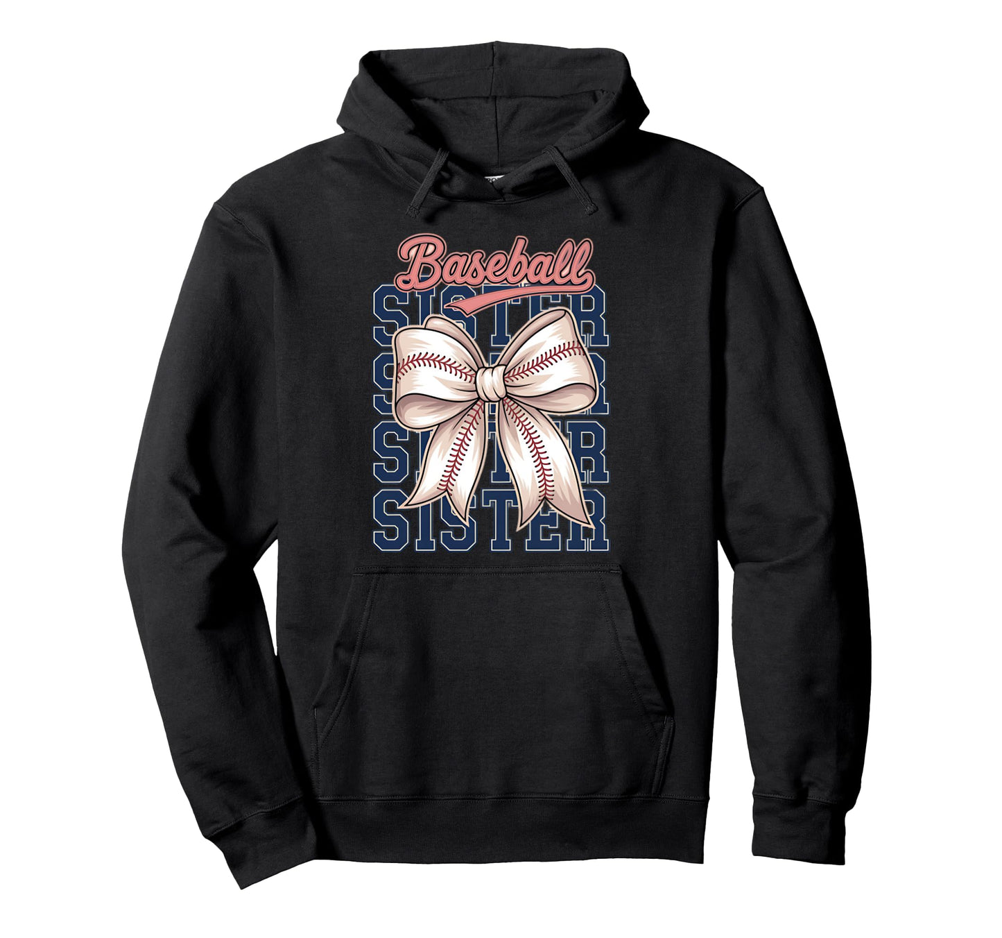 Baseball Sister Coquette Bow Hoodie - Unique Graphic Unisex - T-Shirt, Sweatshirt, Hoodie