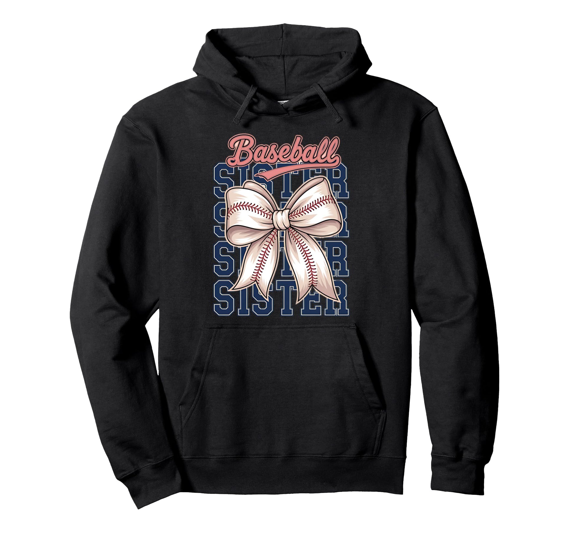 Baseball Sister Coquette Bow Hoodie - Unique Graphic Unisex - T-Shirt, Sweatshirt, Hoodie