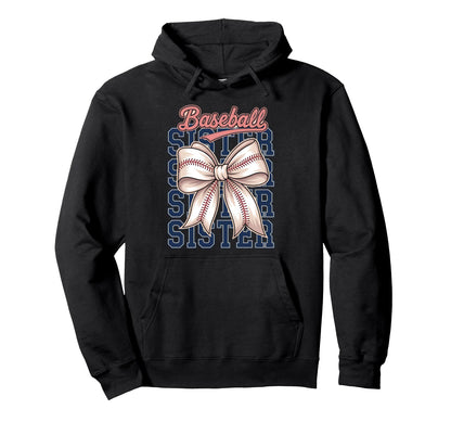 Baseball Sister Coquette Bow Hoodie - Unique Graphic Unisex - T-Shirt, Sweatshirt, Hoodie