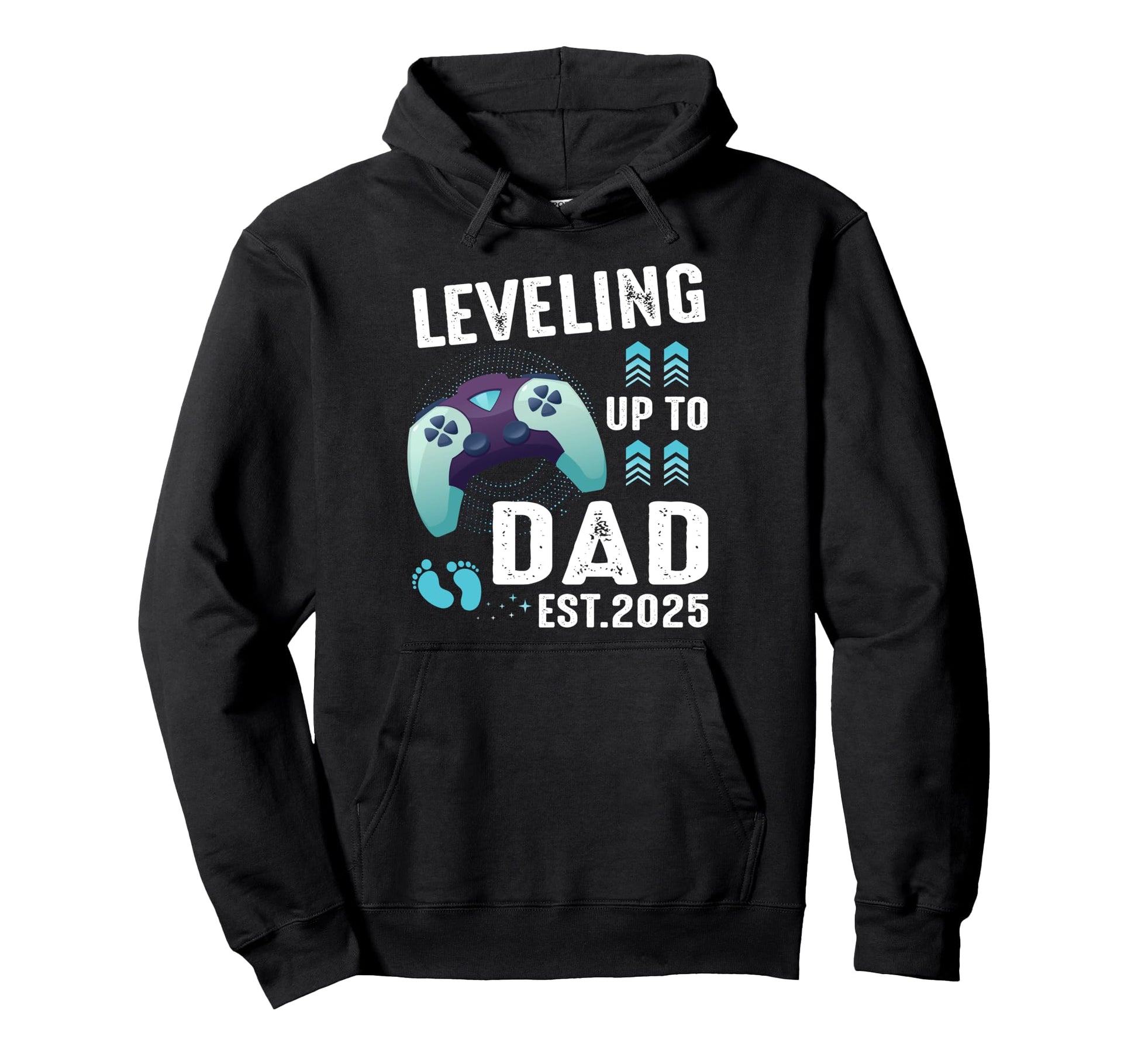 Leveling Up To Dad Est 2025 Gamer Dad Lift Hoodie - Novelty Apparel Unisex - T-Shirt, Sweatshirt, Hoodie