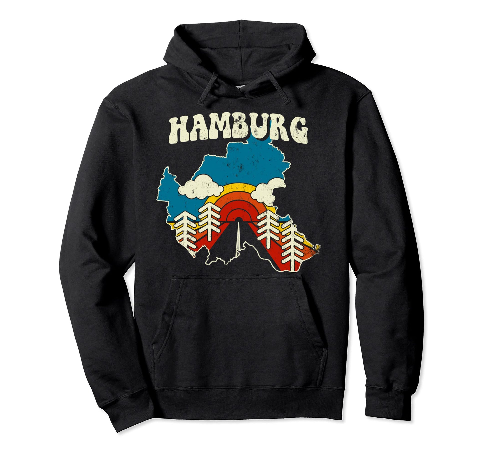 Hamburg German City Rainbow Streets Hoodie - Minimalist Print Men Women - T-Shirt, Sweatshirt, Hoodie