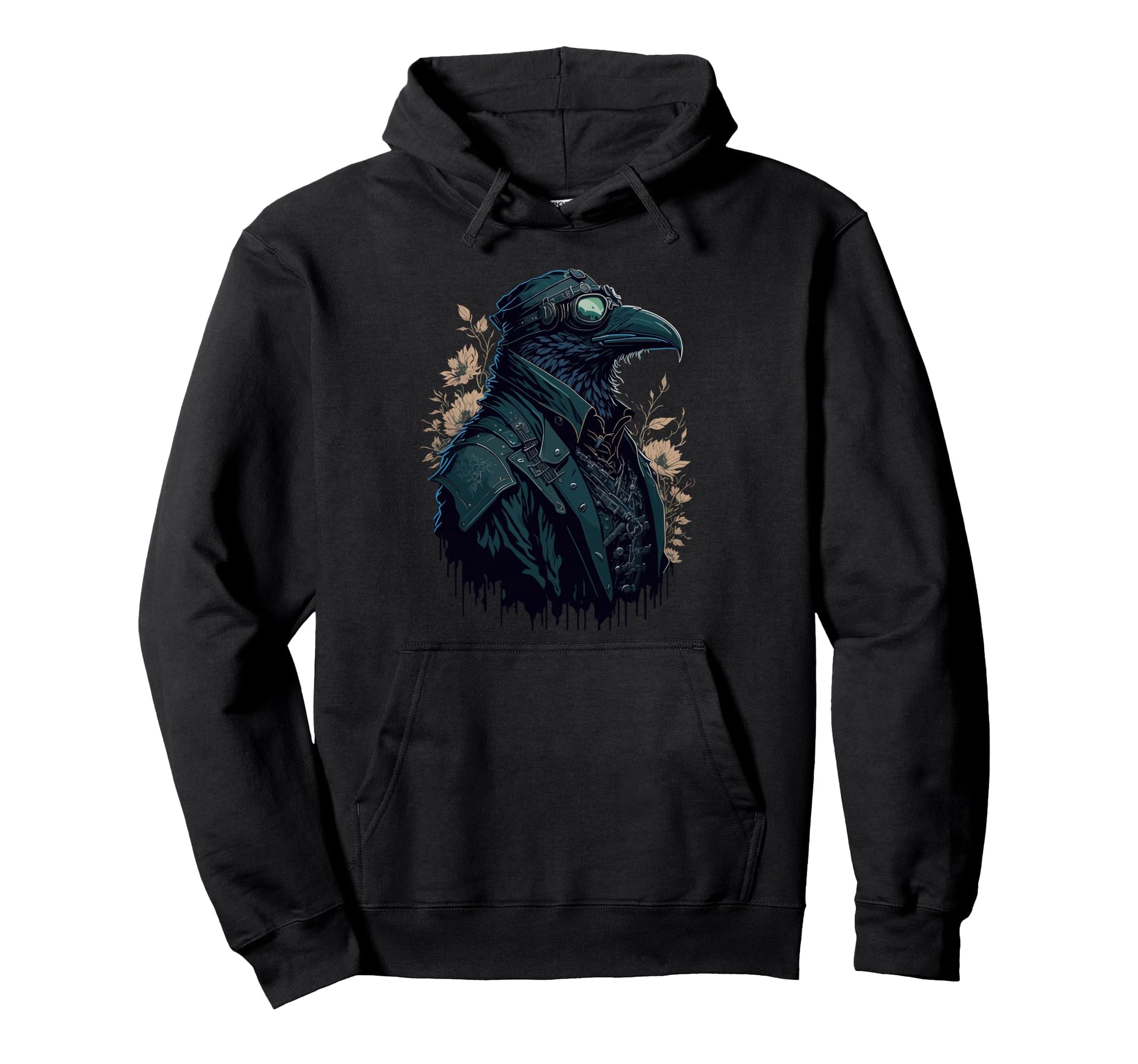 Steampunk Raven Biker Fantasy Gothic Hoodie - Streetwear Style Unisex - T-Shirt, Sweatshirt, Hoodie