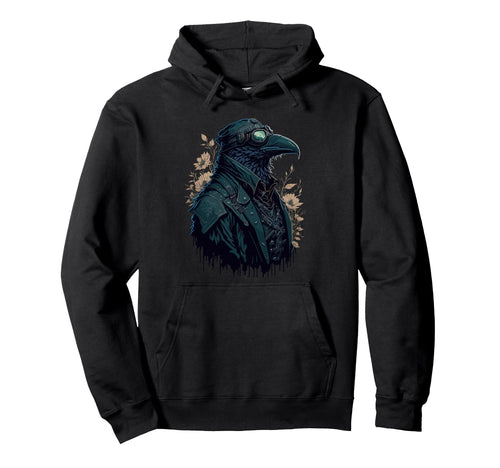 Steampunk Raven Biker Fantasy Gothic Hoodie - Streetwear Style Unisex - T-Shirt, Sweatshirt, Hoodie