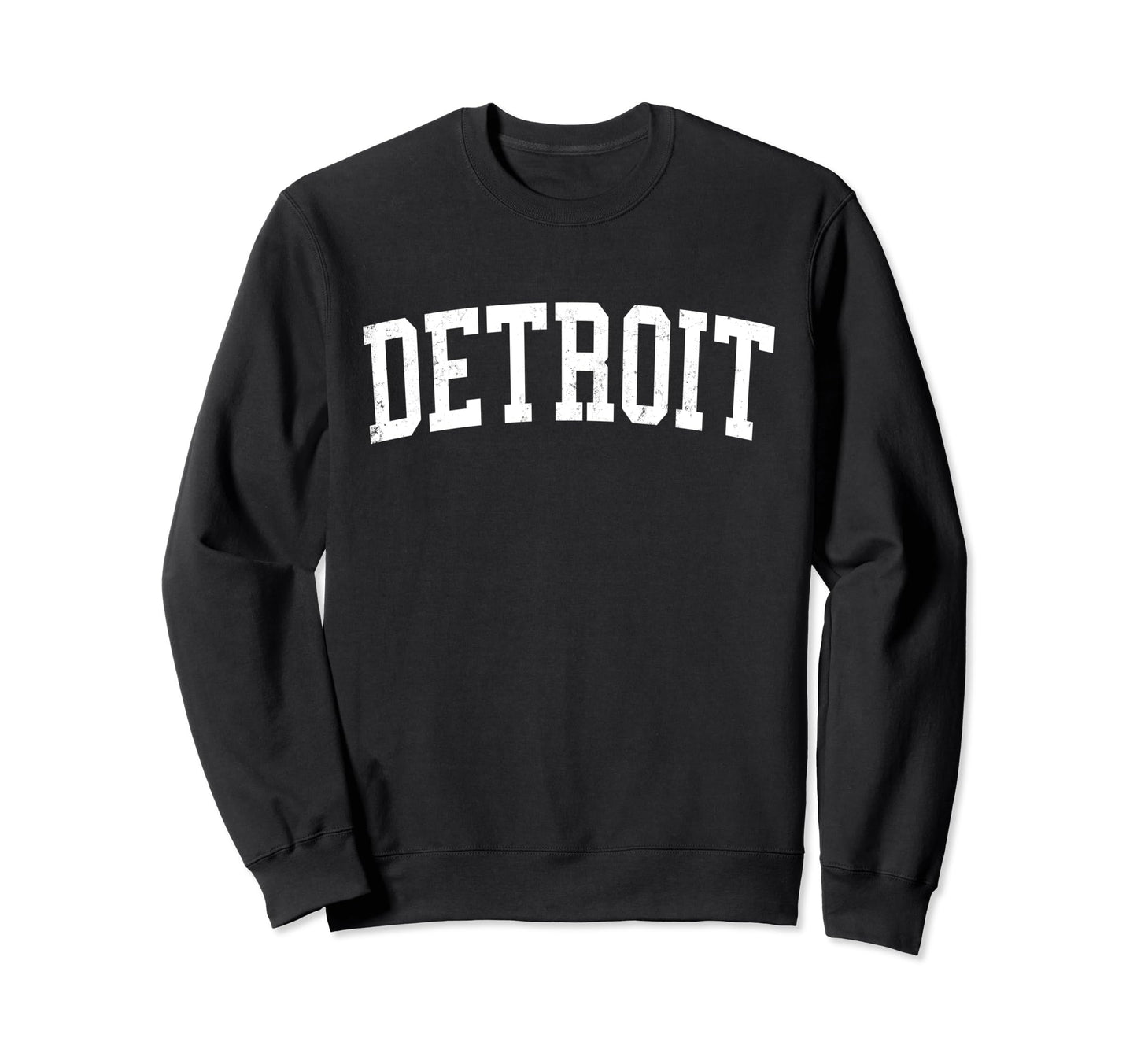 Detroit Mi Distressed White Varsity Sweatshirt - Minimalist Print Unisex - T-Shirt, Sweatshirt, Hoodie