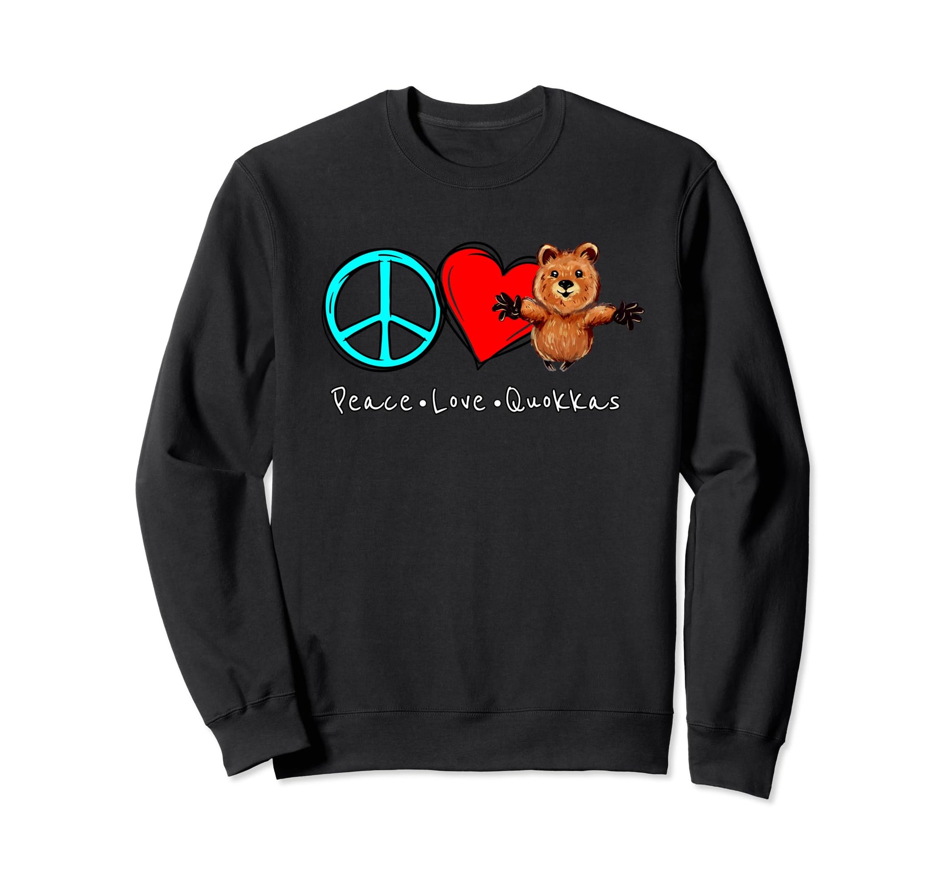 Hugging Quokka Peace Love Quokka Sweatshirt - Minimalist Print Men Women - T-Shirt, Sweatshirt, Hoodie