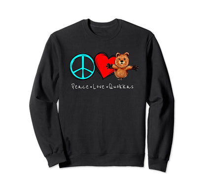 Hugging Quokka Peace Love Quokka Sweatshirt - Minimalist Print Men Women - T-Shirt, Sweatshirt, Hoodie