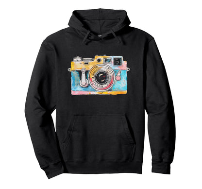Photographer Camera Watercolor Photography Hoodie - Minimalist Print Unisex - T-Shirt, Sweatshirt, Hoodie