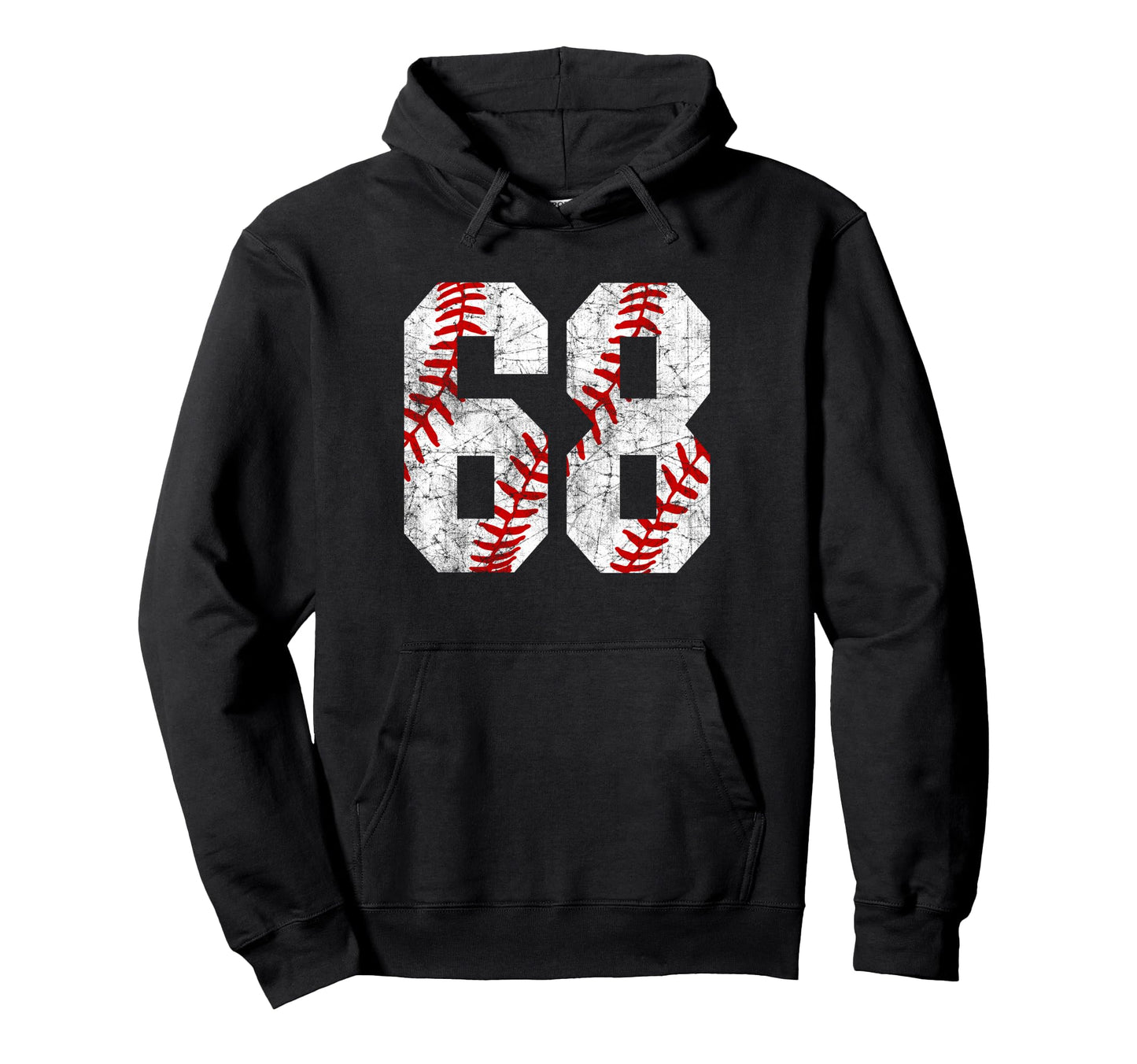 Distressed Baseball Number 68 Jersey Hoodie - Casual Everyday Wear Unisex - T-Shirt, Sweatshirt, Hoodie