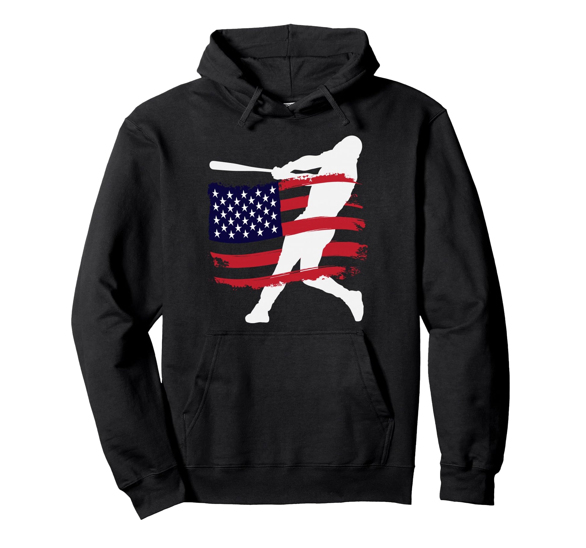 American Flag Baseball Player Silhouette Hoodie - Novelty Apparel Unisex - T-Shirt, Sweatshirt, Hoodie