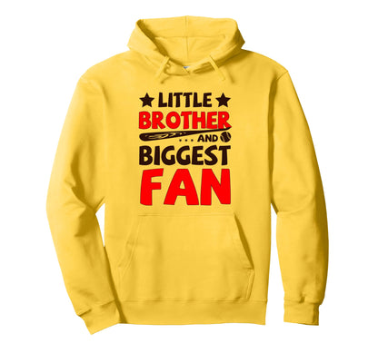 Little Brother Biggest Fan Baseball Season Hoodie - Graphic Print Men Women - T-Shirt, Sweatshirt, Hoodie