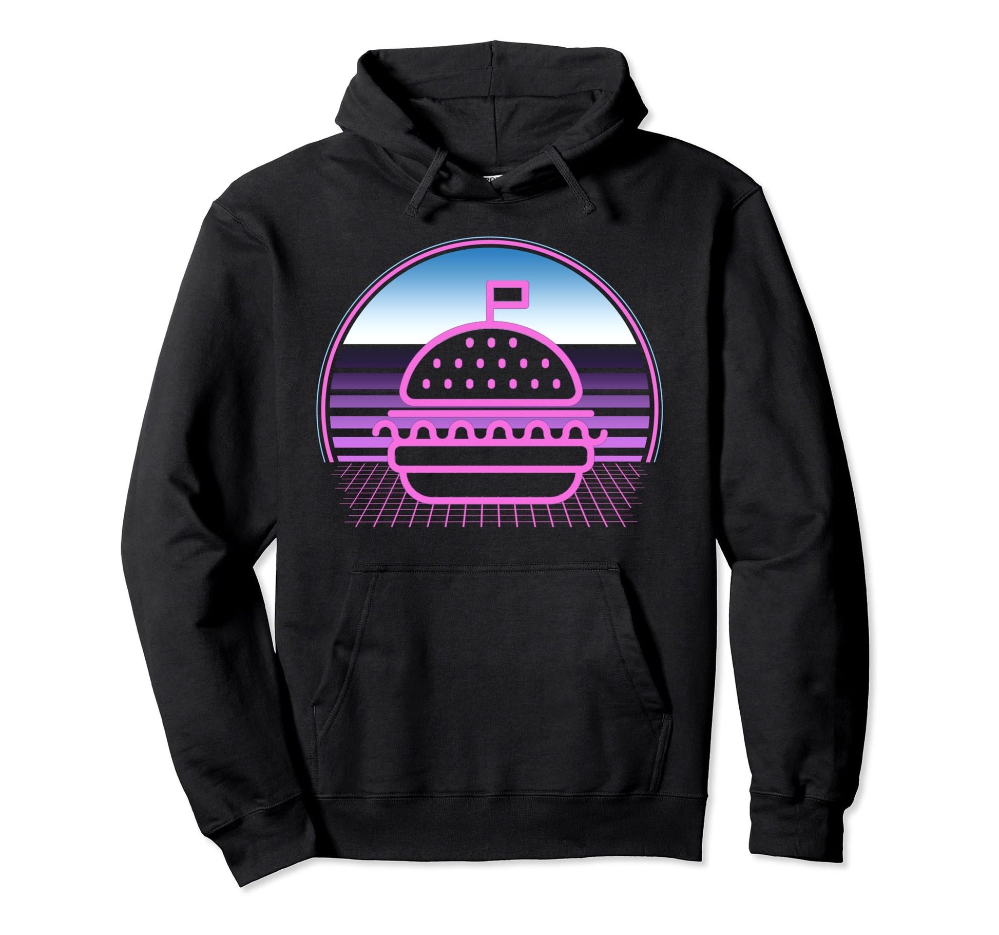 Burger Sandwich 80S Vaporwave Aesthetic Hoodie - Streetwear Style Unisex - T-Shirt, Sweatshirt, Hoodie