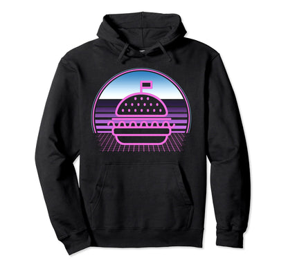 Burger Sandwich 80S Vaporwave Aesthetic Hoodie - Streetwear Style Unisex - T-Shirt, Sweatshirt, Hoodie