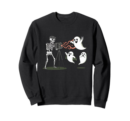 Photographer Skeleton Camera Sweatshirt - Aesthetic Graphic Unisex - T-Shirt, Sweatshirt, Hoodie