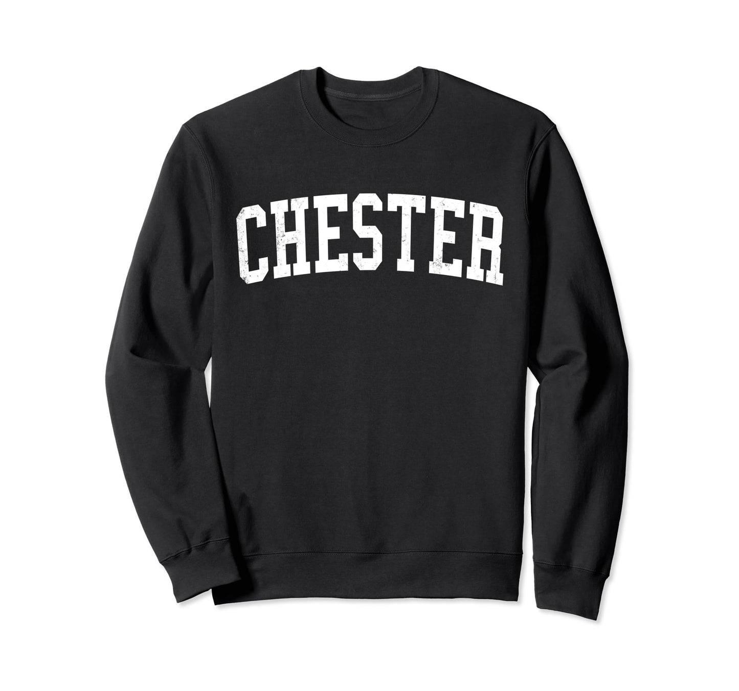 Chester Il Distressed White Varsity Sweatshirt - Graphic Print Men Women - T-Shirt, Sweatshirt, Hoodie