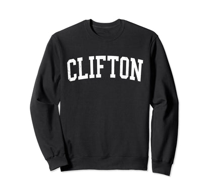 Clifton Co Distressed White Varsity Sweatshirt - Graphic Print Men Women - T-Shirt, Sweatshirt, Hoodie