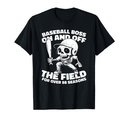 58 Years Old Baseball Baseballer Team T-Shirt - Minimalist Print Unisex - T-Shirt, Sweatshirt, Hoodie