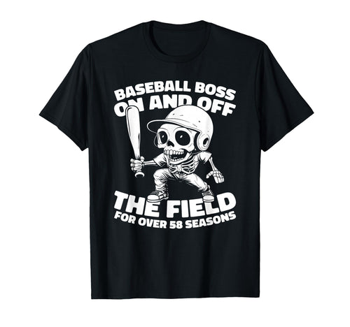 58 Years Old Baseball Baseballer Team T-Shirt - Minimalist Print Unisex - T-Shirt, Sweatshirt, Hoodie