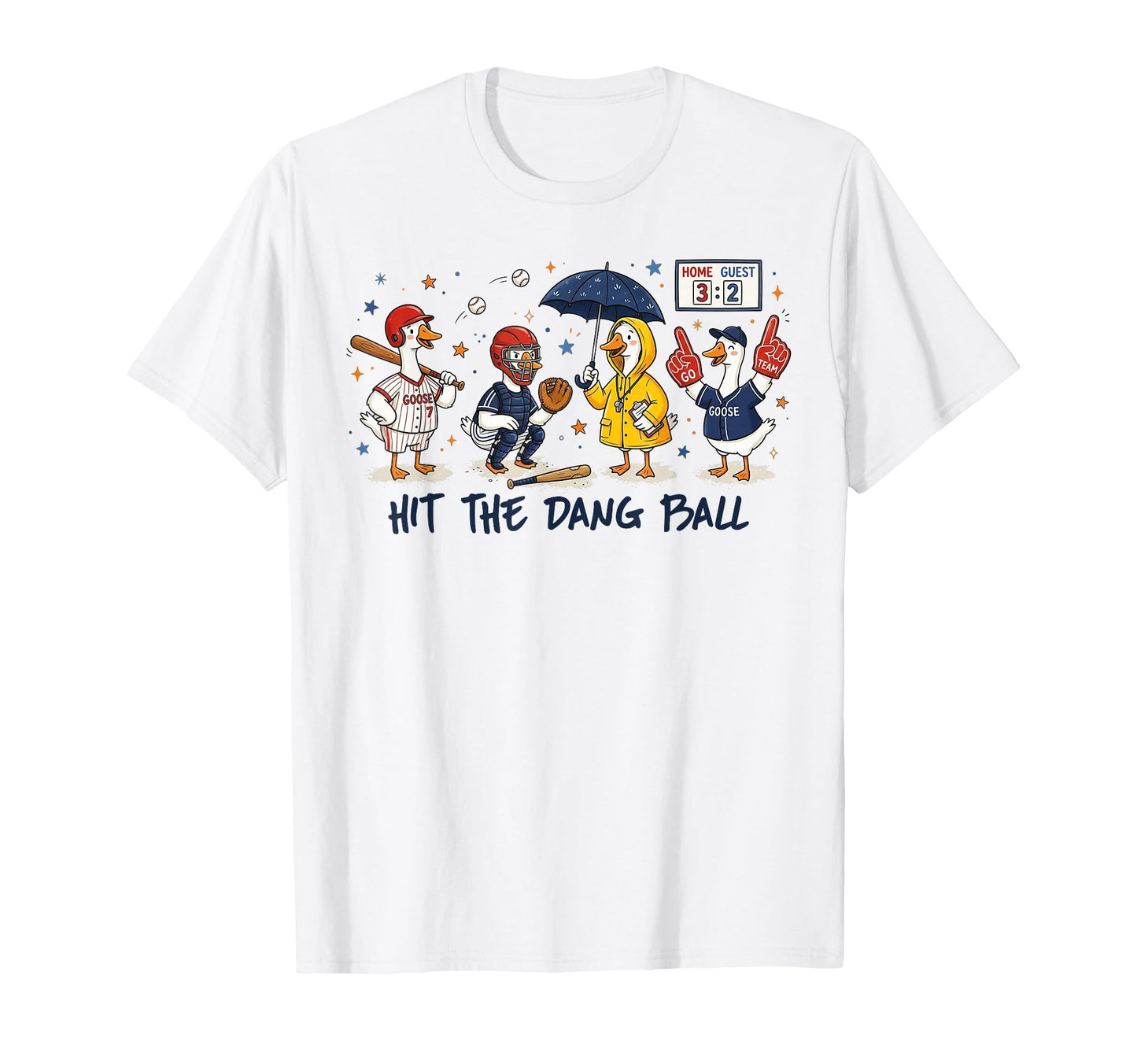 Funny Hit Dang Ball Goose Baseball T-Shirt - Fun Novelty Design for Adults - T-Shirt, Sweatshirt, Hoodie