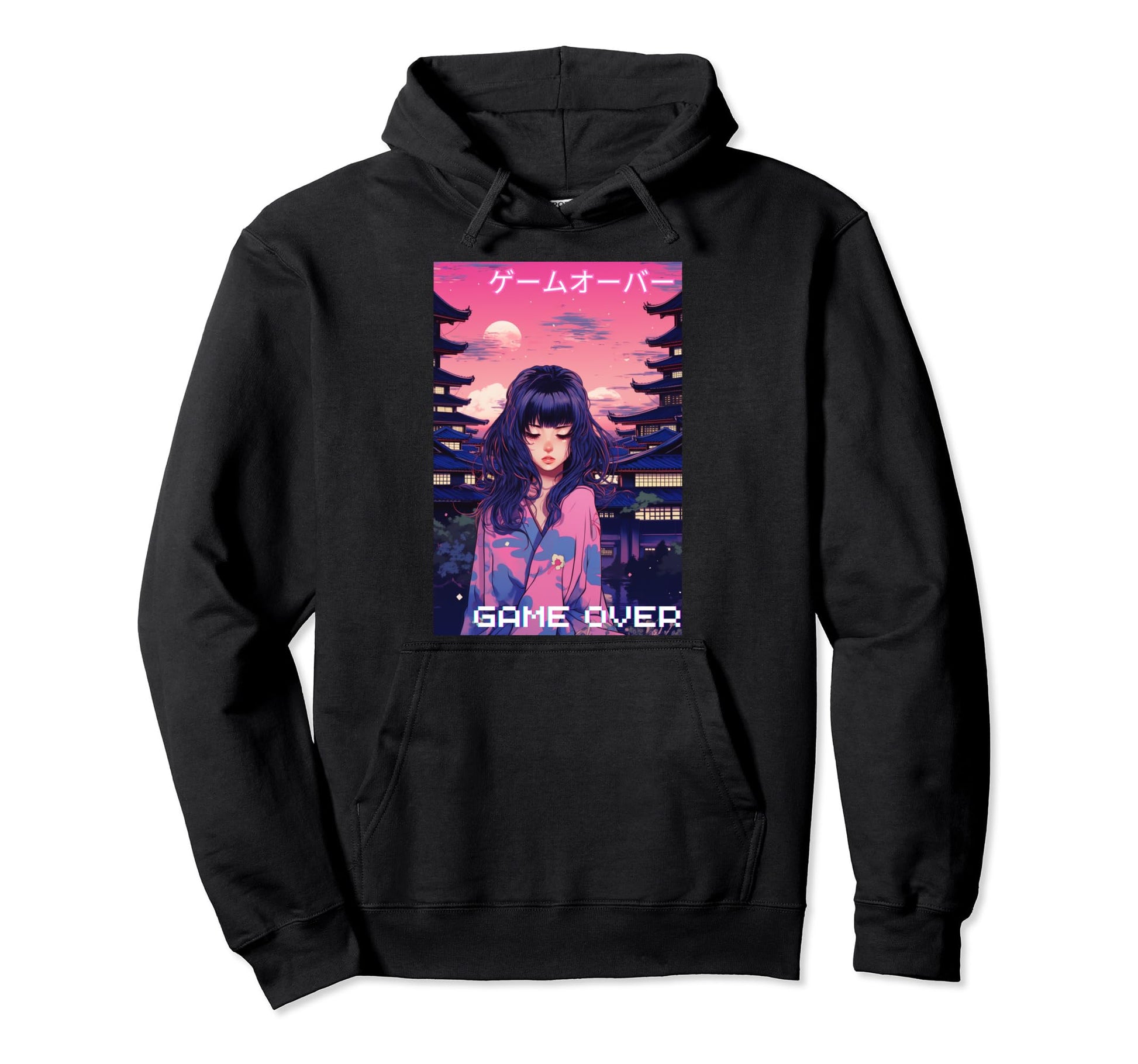 Japanese Vaporwave Sad Anime Indie Hoodie - Minimalist Print for Adults - T-Shirt, Sweatshirt, Hoodie