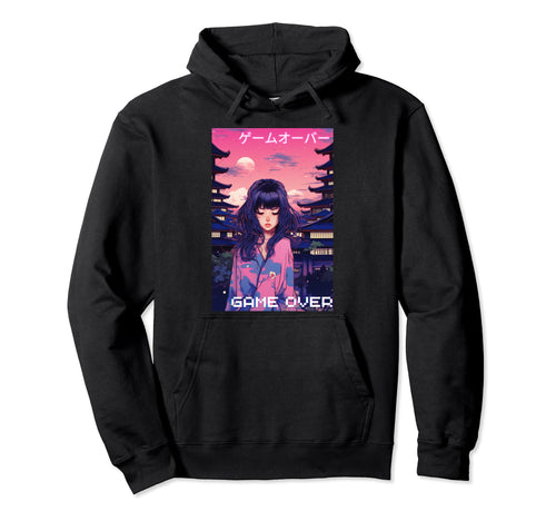 Japanese Vaporwave Sad Anime Indie Hoodie - Minimalist Print for Adults - T-Shirt, Sweatshirt, Hoodie