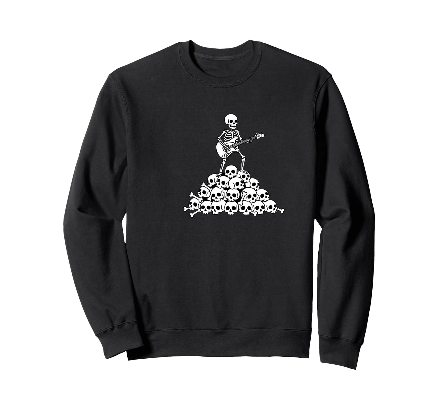 Skeleton Playing Guitar Skull Pile Sweatshirt - Fun Novelty Design Unisex - T-Shirt, Sweatshirt, Hoodie