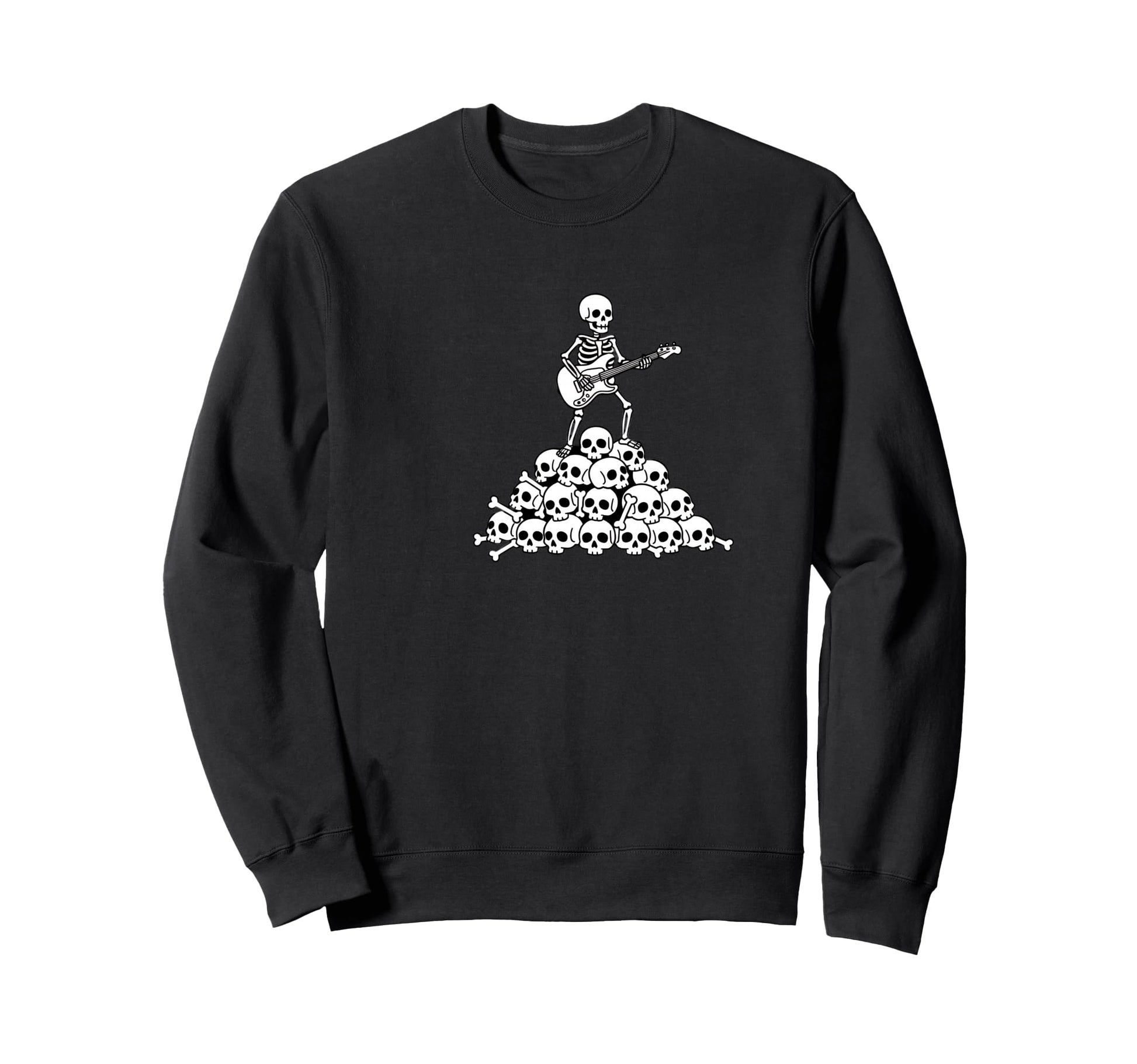 Skeleton Playing Guitar Skull Pile Sweatshirt - Fun Novelty Design Unisex - T-Shirt, Sweatshirt, Hoodie