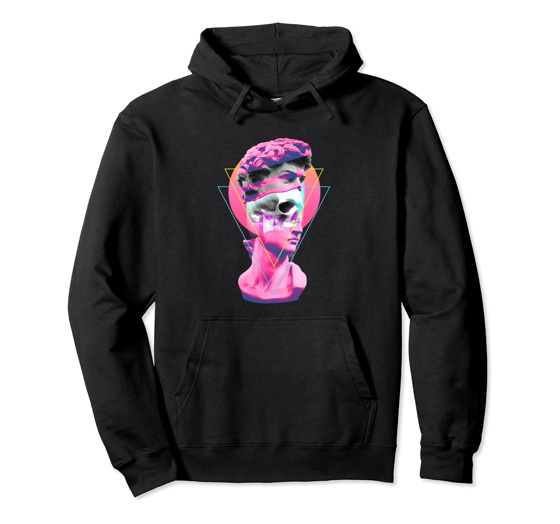Vaporwave Statue David Bust Skull 80S Hoodie - Unique Graphic for Adults - T-Shirt, Sweatshirt, Hoodie