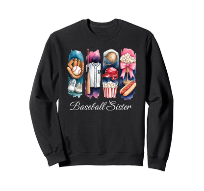 Baseball Sister Coquette Bow Baseball Sweatshirt - Unique Graphic Unisex - T-Shirt, Sweatshirt, Hoodie