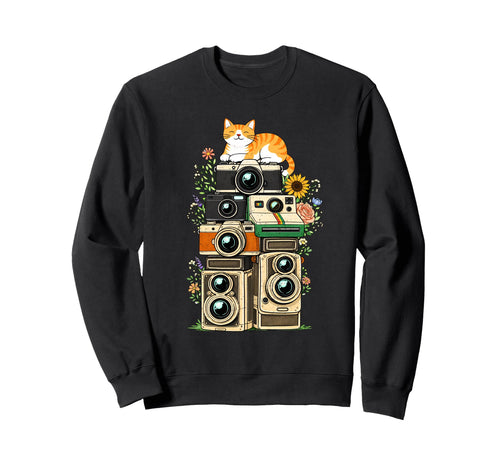 Cat Camera Photographer Sweatshirt - Casual Everyday Wear for Adults - T-Shirt, Sweatshirt, Hoodie