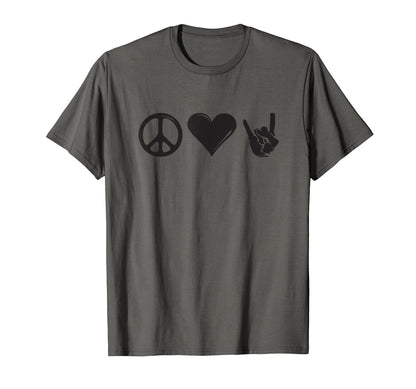 Peace Love Rock And Roll T-Shirt - Custom Art Print Unisex - T-Shirt, Sweatshirt, Hoodie