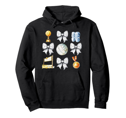 Volleyball Bow Coquette Volleyball Mom Hoodie - Minimalist Print Unisex - T-Shirt, Sweatshirt, Hoodie