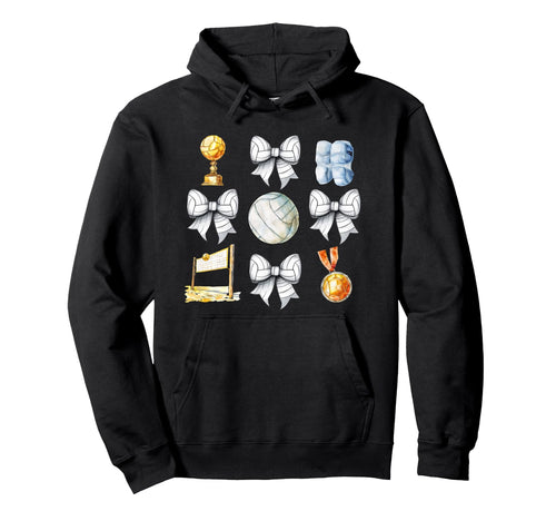 Volleyball Bow Coquette Volleyball Mom Hoodie - Minimalist Print Unisex - T-Shirt, Sweatshirt, Hoodie