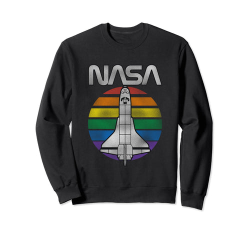 Nasa Space Shuttle Rainbow Stripe Sweatshirt - Fun Novelty Design Unisex - T-Shirt, Sweatshirt, Hoodie