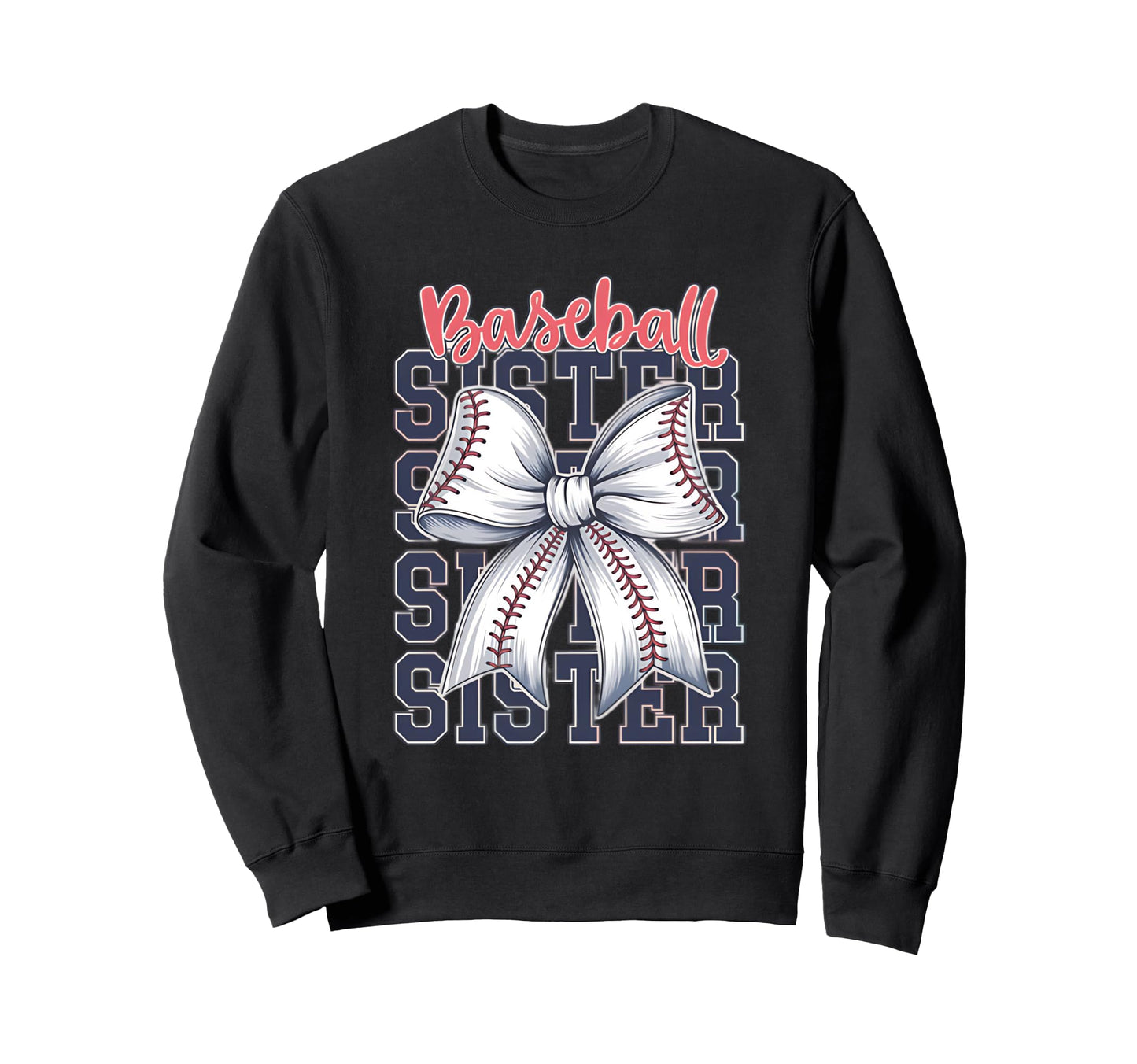 Baseball Sister Coquette Bow Sweatshirt - Novelty Apparel Unisex - T-Shirt, Sweatshirt, Hoodie