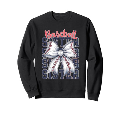 Baseball Sister Coquette Bow Sweatshirt - Novelty Apparel Unisex - T-Shirt, Sweatshirt, Hoodie