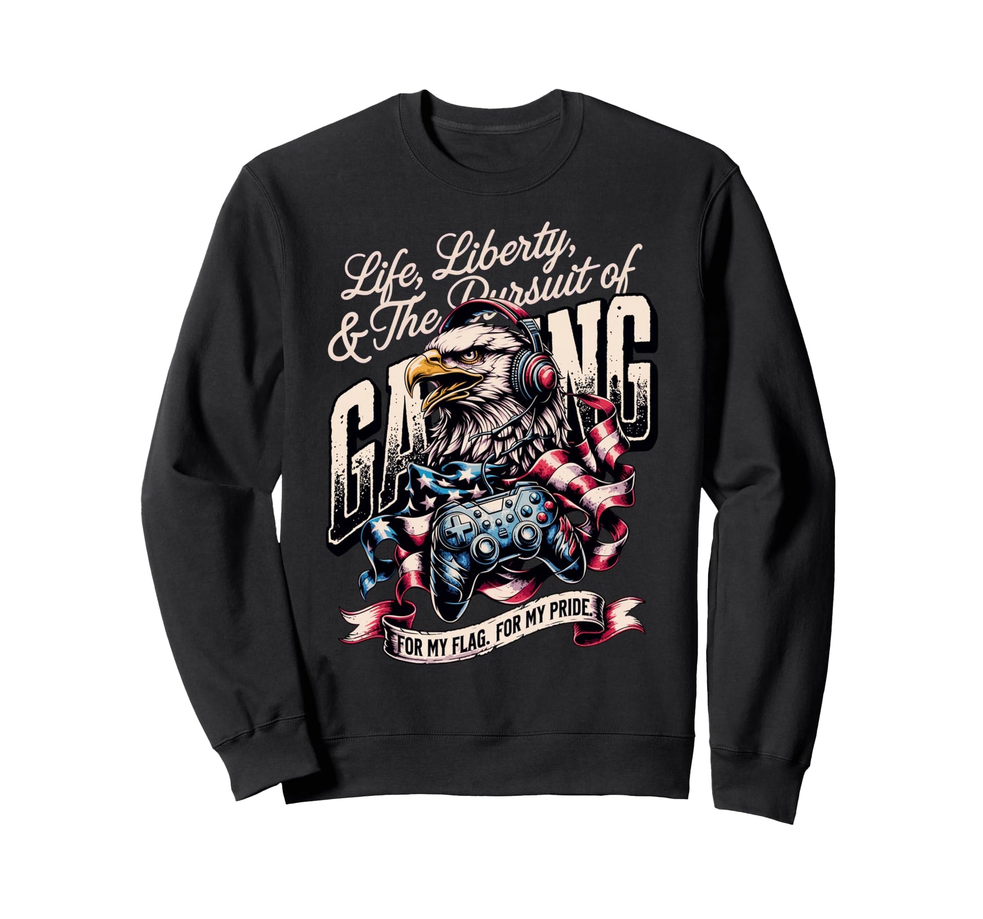 Funny Patriotic Gaming Proud Usa Sweatshirt - Graphic Print Men Women - T-Shirt, Sweatshirt, Hoodie