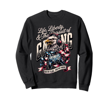 Funny Patriotic Gaming Proud Usa Sweatshirt - Graphic Print Men Women - T-Shirt, Sweatshirt, Hoodie