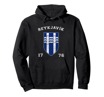 Varsity Shield Reykjavik Iceland Hoodie - Minimalist Print for Adults - T-Shirt, Sweatshirt, Hoodie